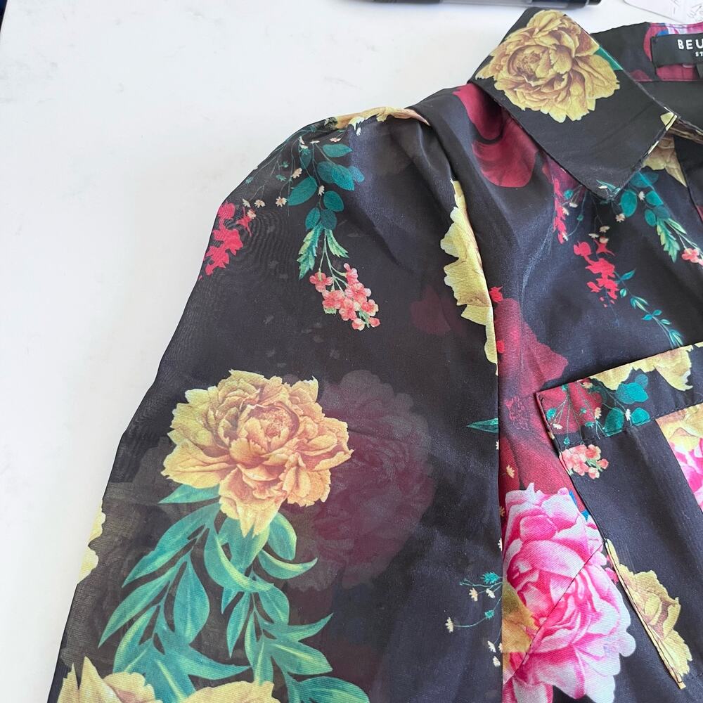 Beulah Style floral fit and flare midi shirt dress size Small - Picture 11 of 13